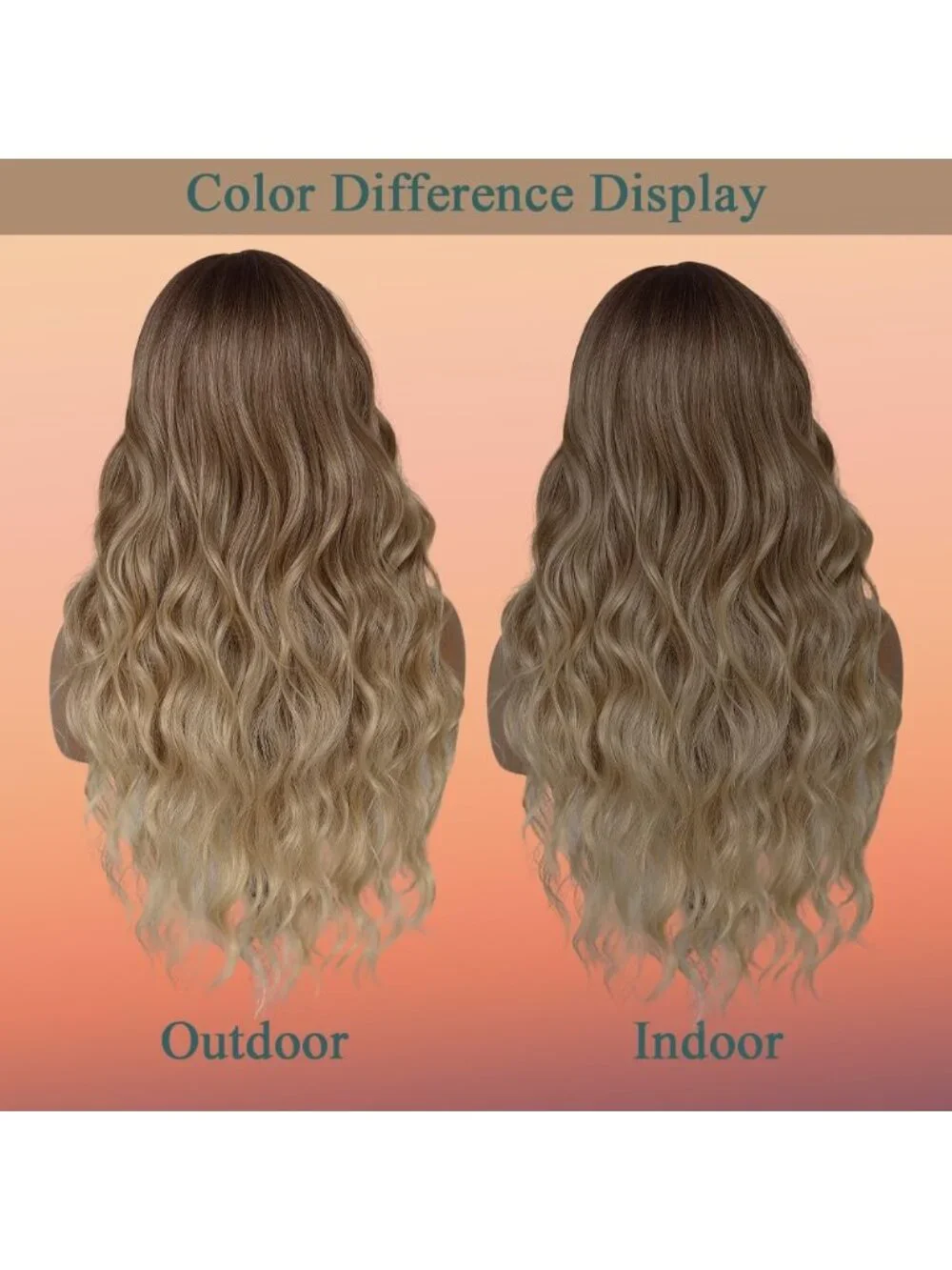 26 Inch Women's Ombre Soft Layered Wavy Curly Hair Wig with Natural Shine